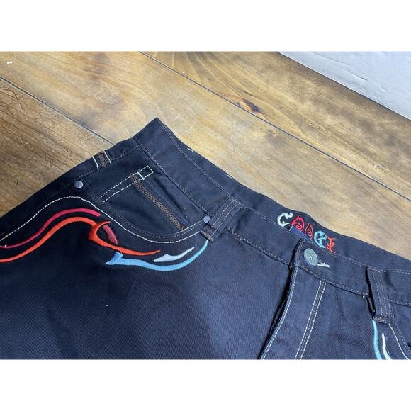 Vintage Y2K Hip Hop Black Embroidered Coogi Jeans Size 40x32 - Picture 5 of 15
